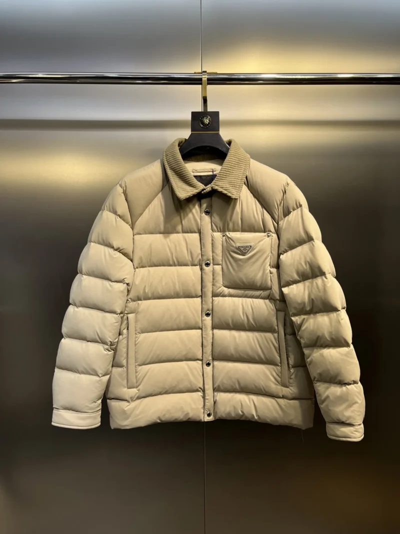Replica Prada ReNylon Down Jacket Beige Unisex Reps - RepLuxe