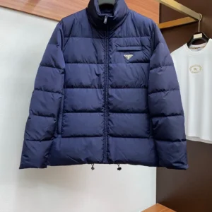 Replica Prada Fall Winter Stand Collar Puffer Jacket Blue Reps - RepLuxe