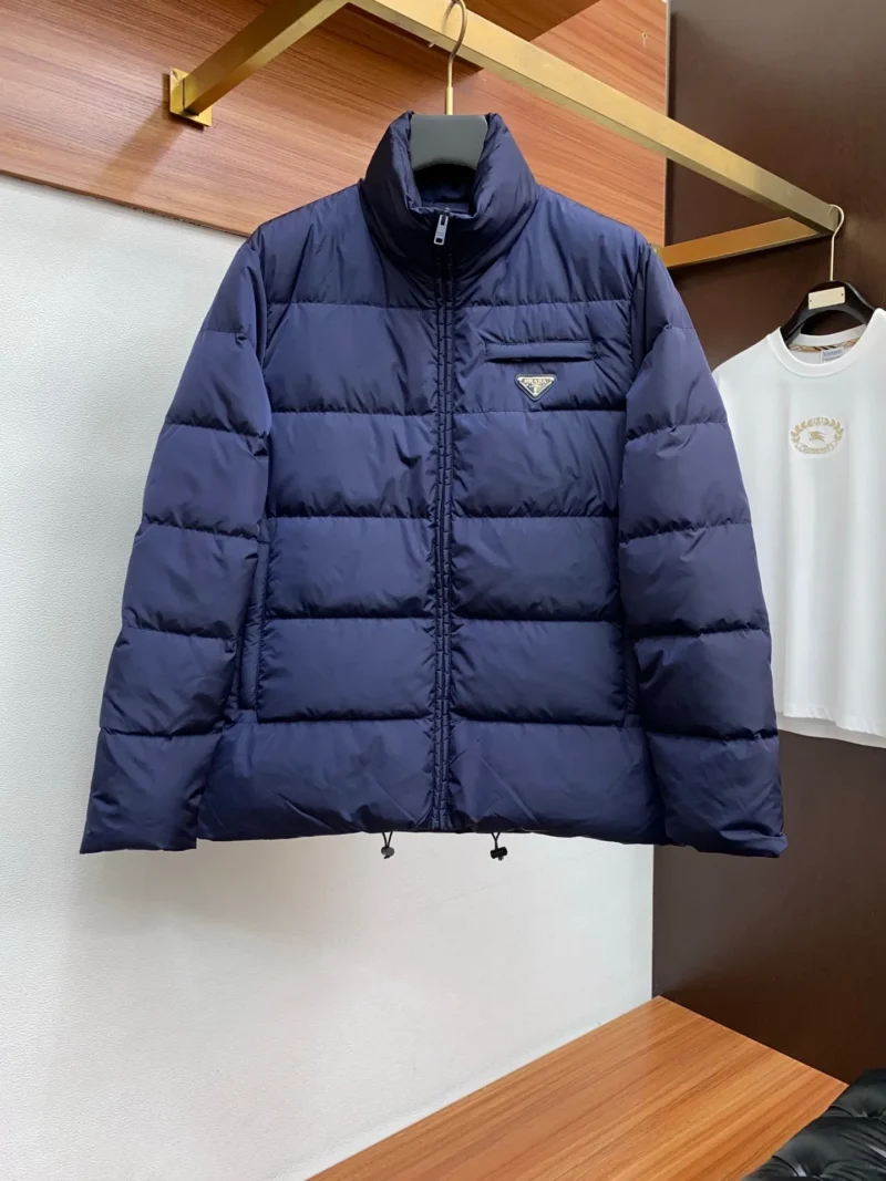 Replica Prada Fall Winter Stand Collar Puffer Jacket Blue Reps - RepLuxe