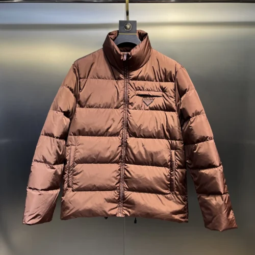 src_0-314 Replica Prada Biker Down Jacket Brown Hooded Reps - RepLuxe