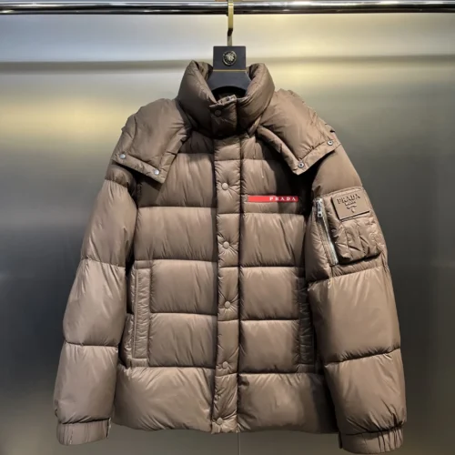 src_0-315 Replica Prada Down Jacket Taupe Hooded Style Reps - RepLuxe
