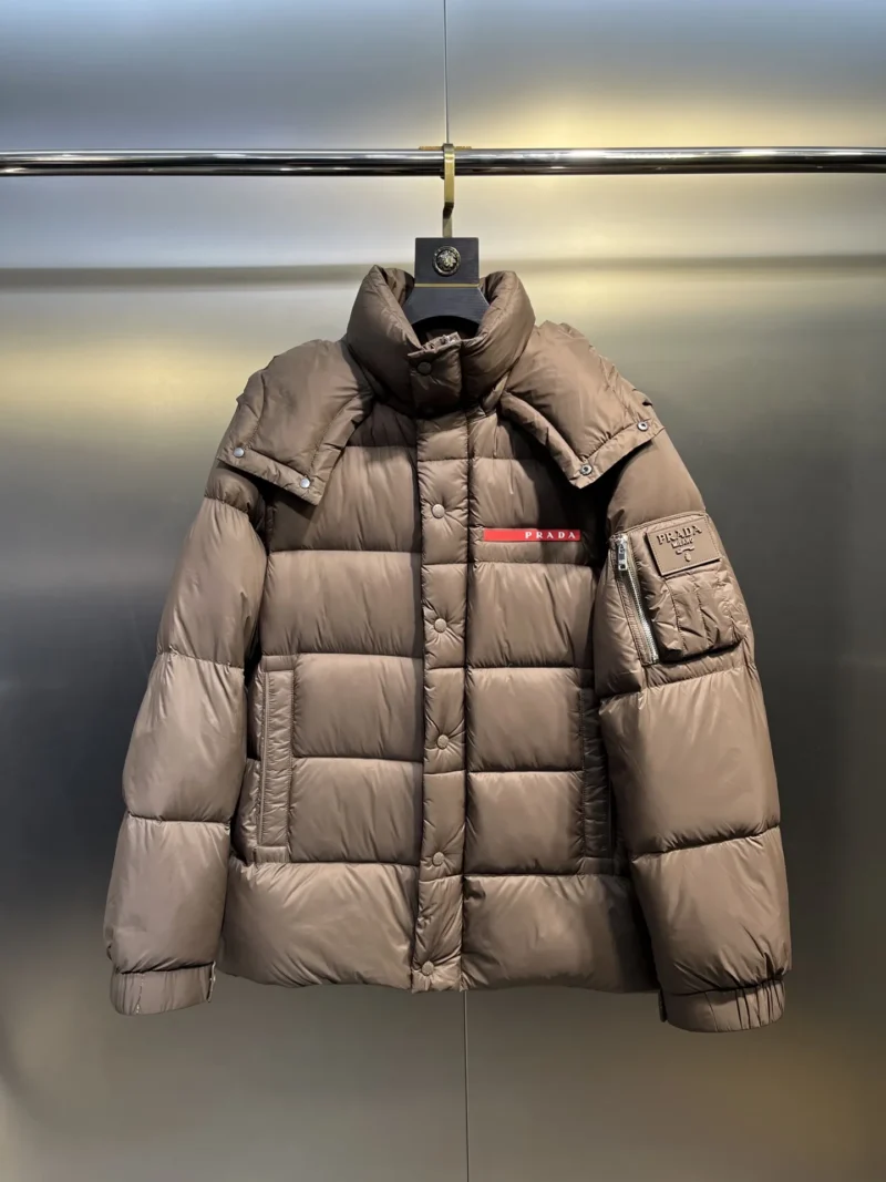 Replica Prada Down Jacket Taupe Hooded Style Reps - RepLuxe