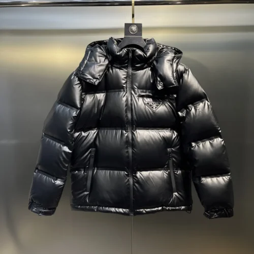 src_0-317 Replica Prada Down Jacket Black Hooded Puffer Reps - RepLuxe