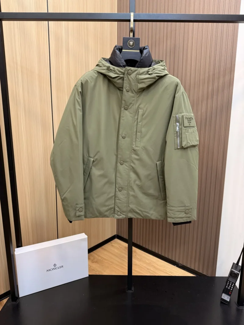 Replica Prada Down Jacket Olive Green Hooded Reps - RepLuxe