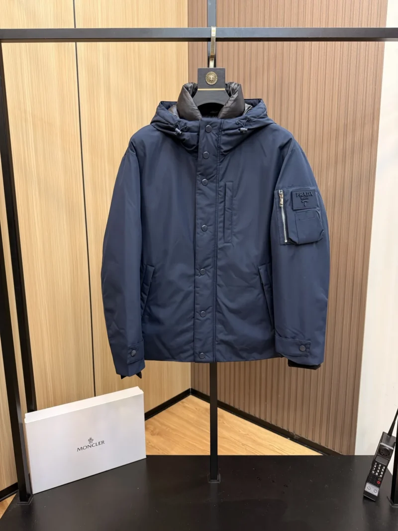 Replica Prada Down Jacket Hooded Blue Parka Reps - RepLuxe