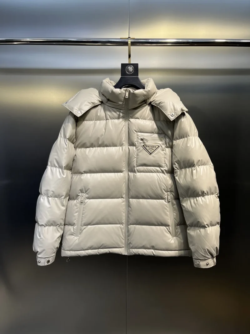 Replica Prada Minimalist Down Jacket Beige Hooded Reps - RepLuxe
