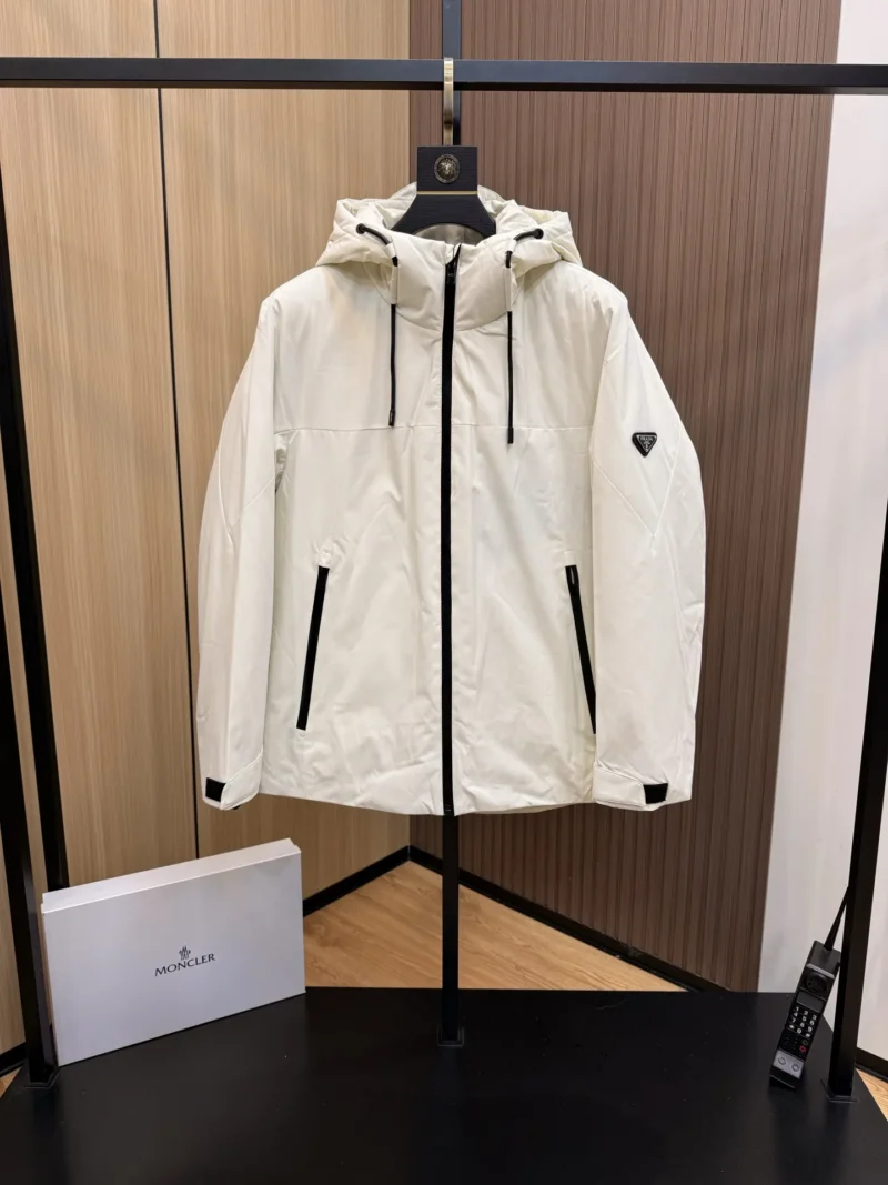 Replica Prada Down Jacket White Hooded Style Reps - RepLuxe