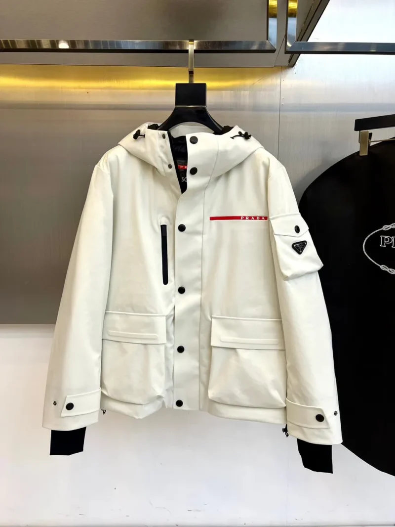 Replica Prada Down Jacket Hooded White Style Reps - RepLuxe