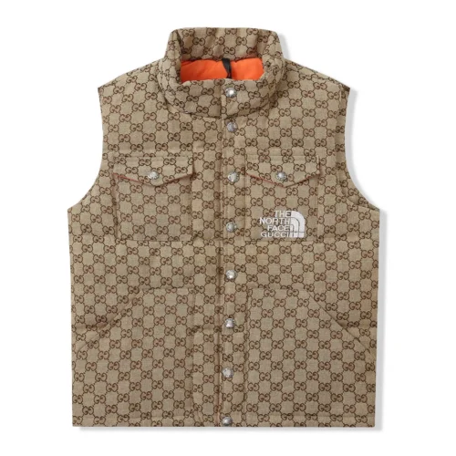 src_0-337 Replica THE NORTH FACE x GUCCI Down Vest Beige GG Pattern Reps - RepLuxe