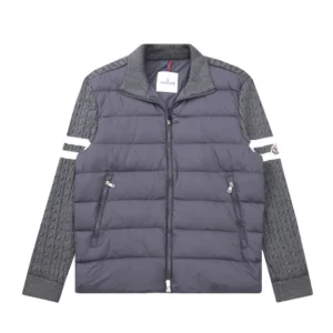 Replica Moncler Knit Down Jacket Grey Stand Collar Reps - RepLuxe