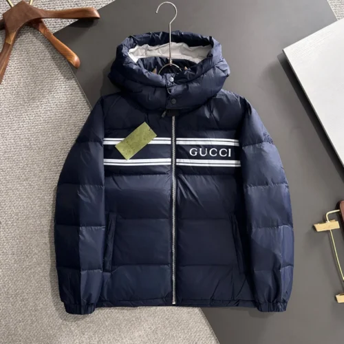src_0-340 Replica Gucci Short Down Jacket Navy Blue Hooded Reps - RepLuxe