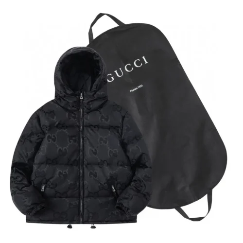 src_0-341 Replica Gucci Monogram Down Jacket Black Hooded Reps - RepLuxe