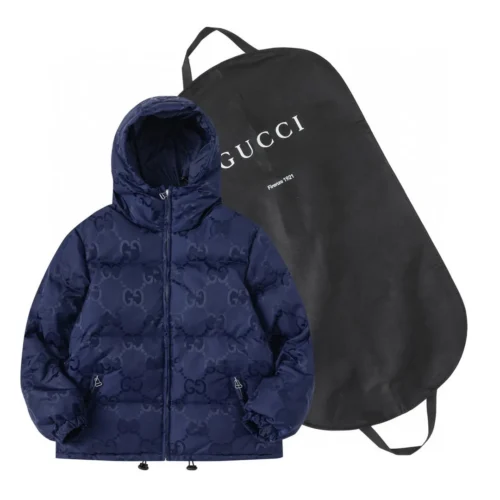src_0-342 Replica Gucci Monogram Down Jacket Blue Hooded Reps - RepLuxe