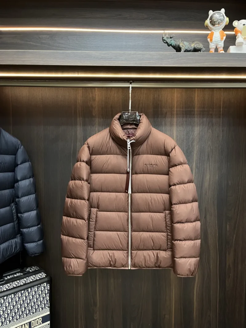 Replica Gucci 2025 Down Jacket Brown Stand Collar Reps - RepLuxe