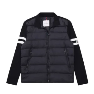 Replica Moncler Knit Down Jacket Black Stand Collar Reps - RepLuxe