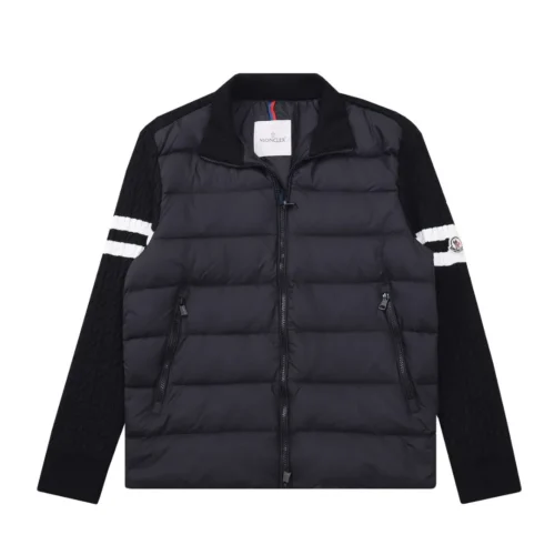 src_0-35 Replica Moncler Knit Down Jacket Black Stand Collar Reps - RepLuxe