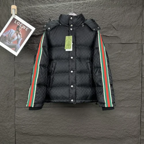 src_0-350 Replica Gucci FW Caban Down Jacket Black Striped Reps - RepLuxe