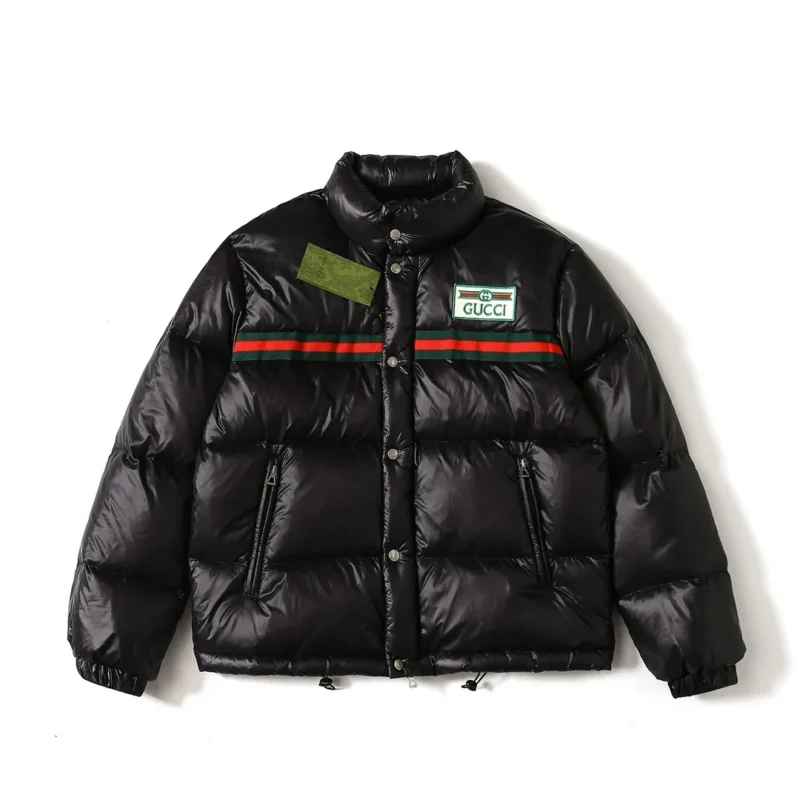 Replica Gucci Logo Tape Down Jacket Black Puffer Reps - RepLuxe