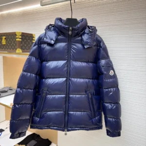 Replica Moncler Maya Down Jacket Navy Blue Hooded Reps - RepLuxe