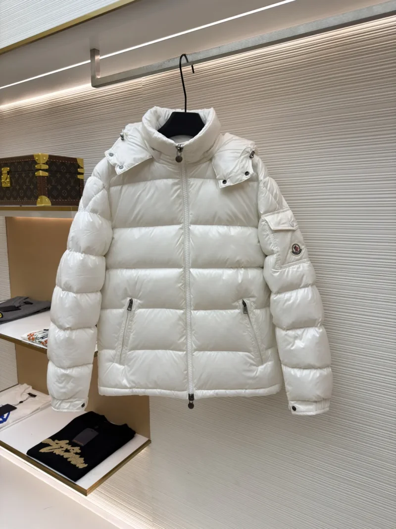 Replica Moncler Maya Down Jacket White Hooded Reps - RepLuxe