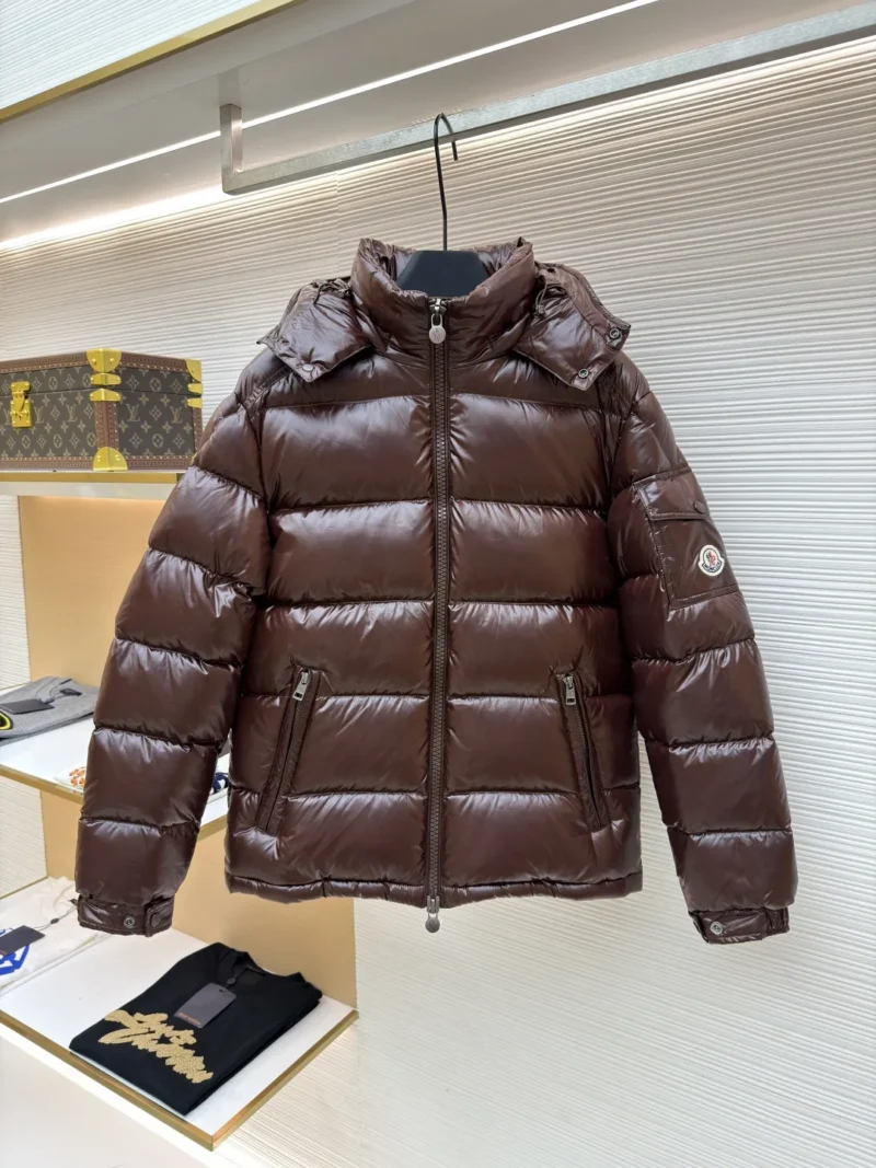 Replica Moncler Maya Down Jacket Brown Hooded Reps - RepLuxe