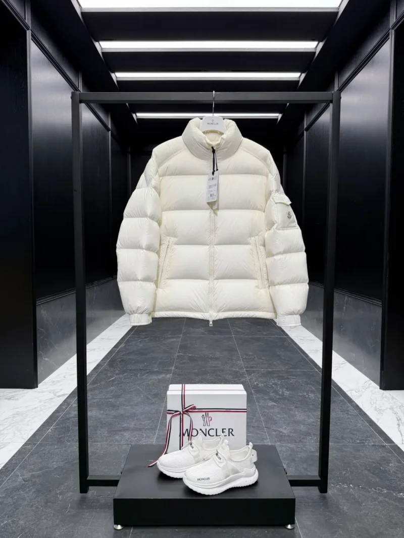 Replica Moncler Levitha Down Jacket White Stand Collar Reps - RepLuxe