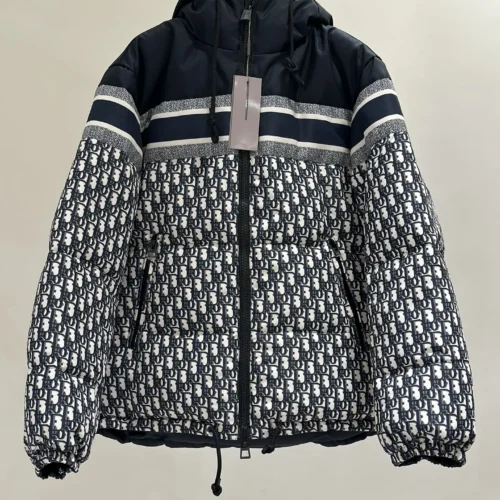 src_0-453 Replica Dior Classic Houndstooth Down Jacket Blue White Reps - RepLuxe