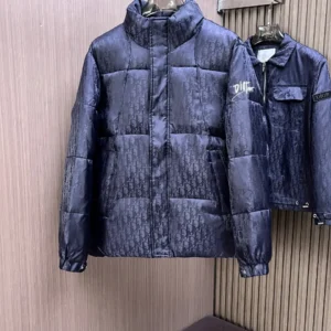 Replica Dior Winter Down Jacket Blue Monogram Puffer Reps - RepLuxe