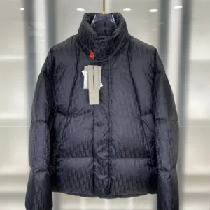 Replica Dior Oblique Down Jacket Black Stand Collar Reps - RepLuxe