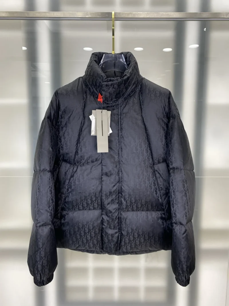 Replica Dior Oblique Down Jacket Black Stand Collar Reps - RepLuxe