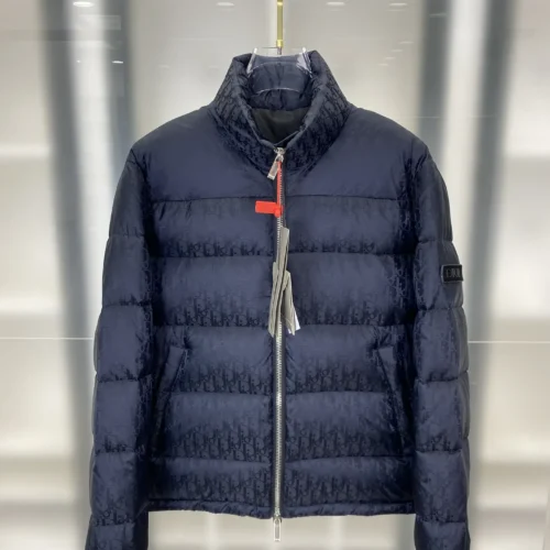 src_0-474 Replica Dior Oblique Down Jacket Navy Blue Stand Collar Reps - RepLuxe