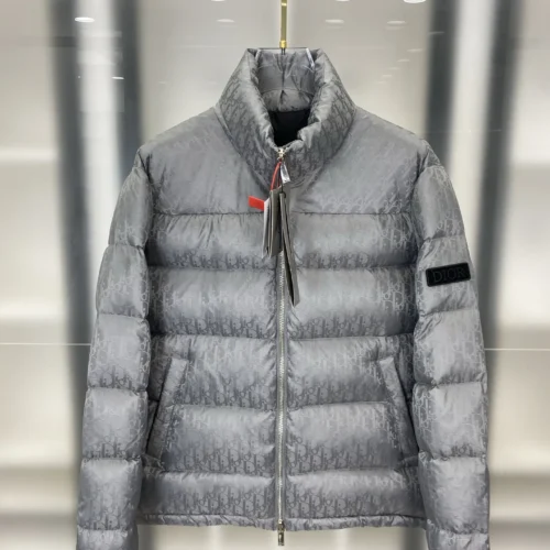 src_0-476 Replica Dior Oblique Down Jacket Grey Stand Collar Reps - RepLuxe