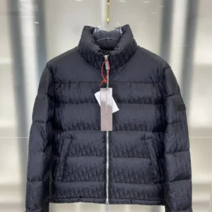 Replica Dior Oblique Down Jacket Black Stand Collar Reps - RepLuxe