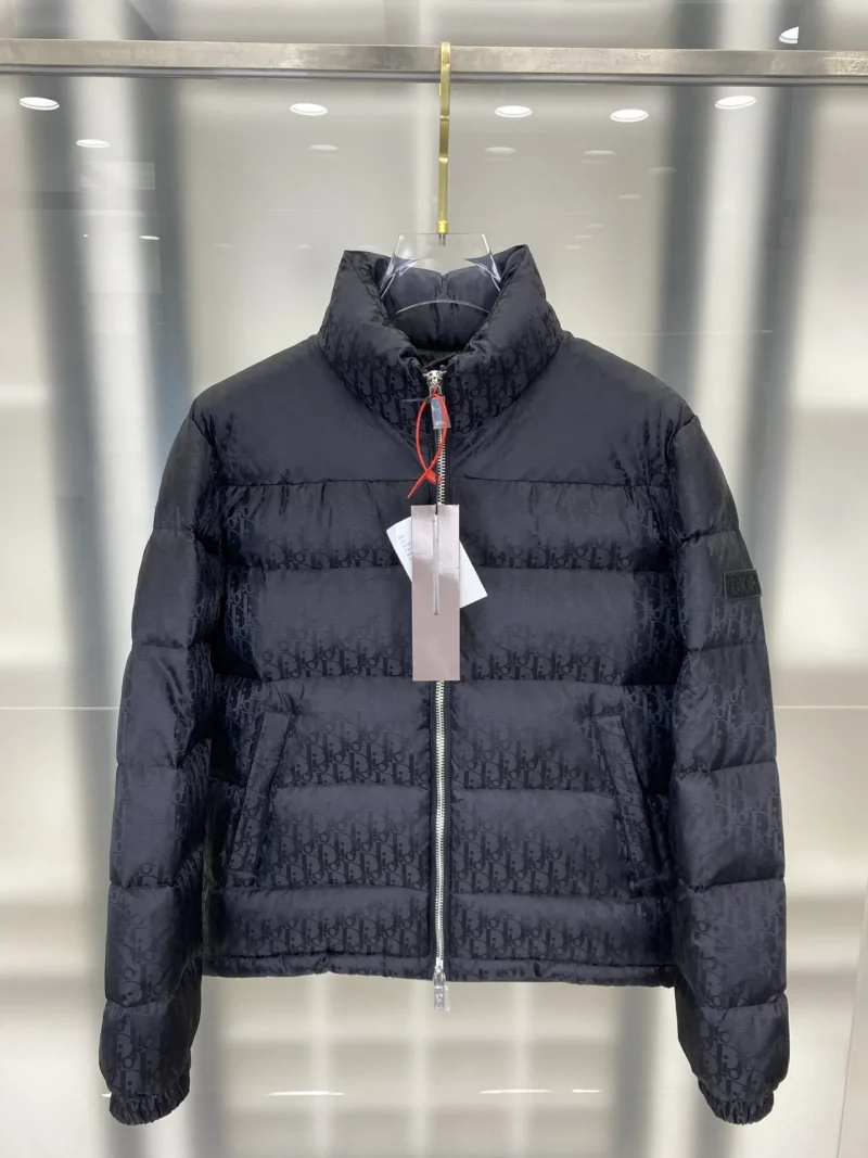 Replica Dior Oblique Down Jacket Black Stand Collar Reps - RepLuxe