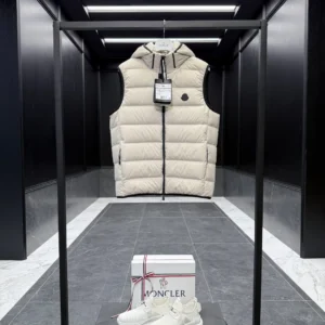 Replica Moncler Valmasque Down Vest Beige Hooded Reps - RepLuxe