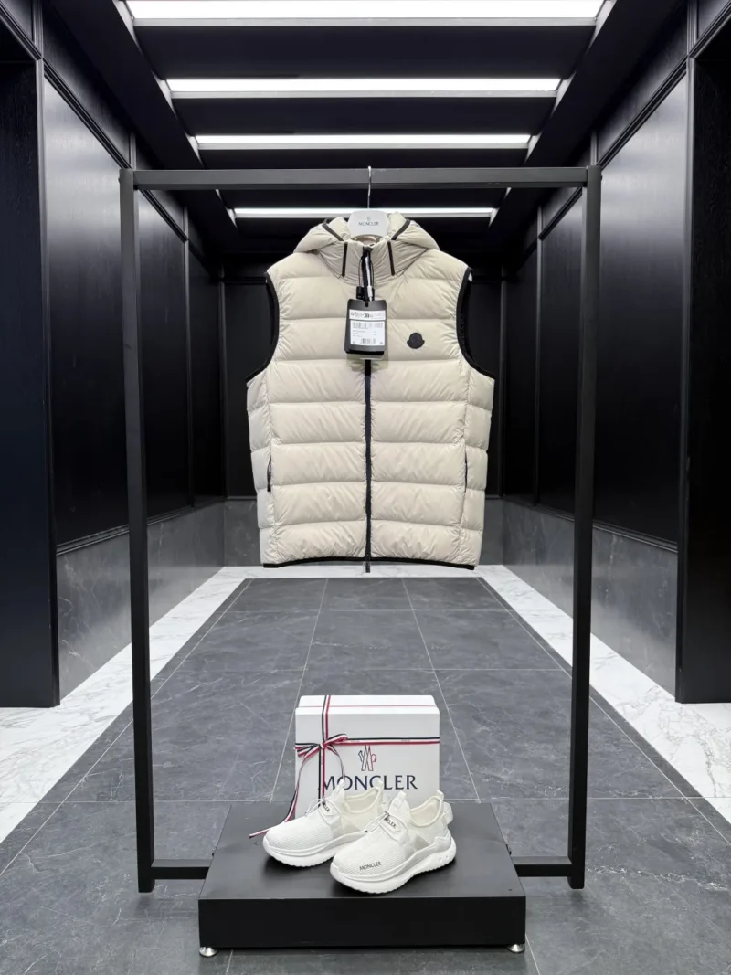 Replica Moncler Valmasque Down Vest Beige Hooded Reps - RepLuxe