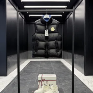 Replica Moncler Sumido Vest Black Stand Collar Reps - RepLuxe