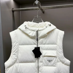Replica Prada Hooded Down Vest White Quilted Reps - RepLuxe