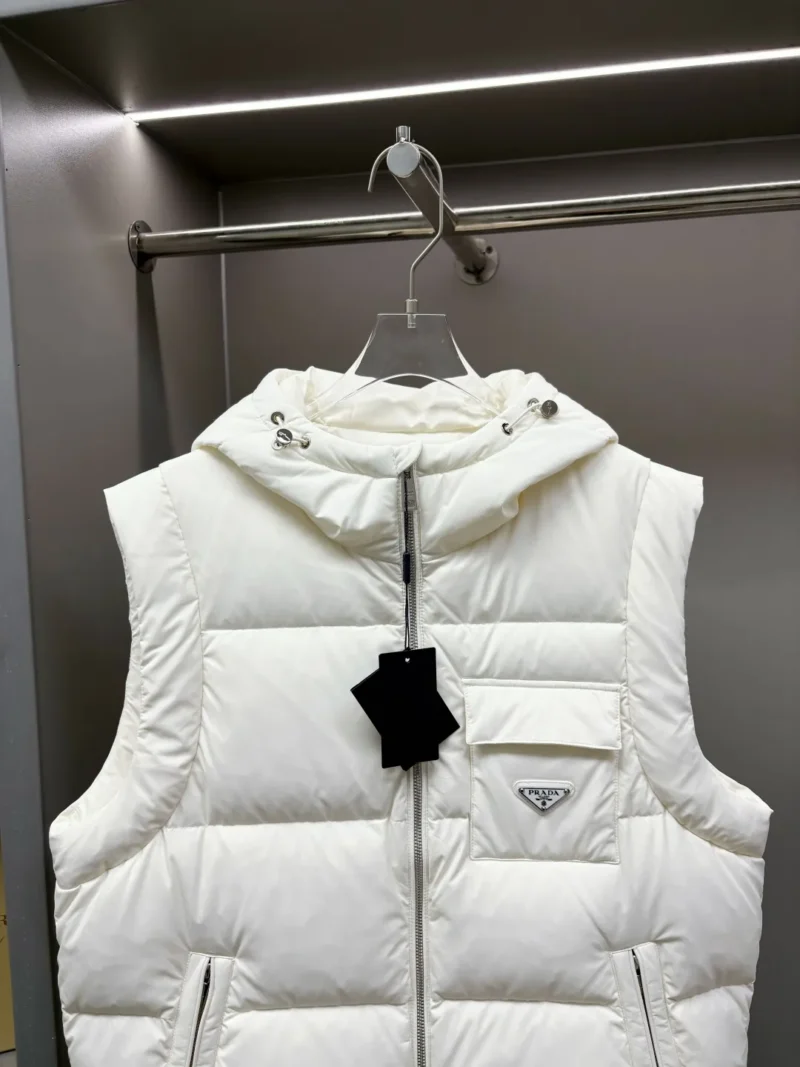 Replica Prada Hooded Down Vest White Quilted Reps - RepLuxe
