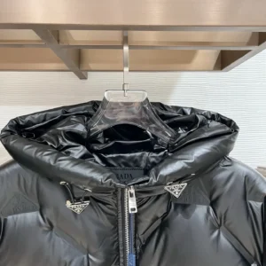 Replica Prada P500 Black Down Jacket Hooded Reps - RepLuxe