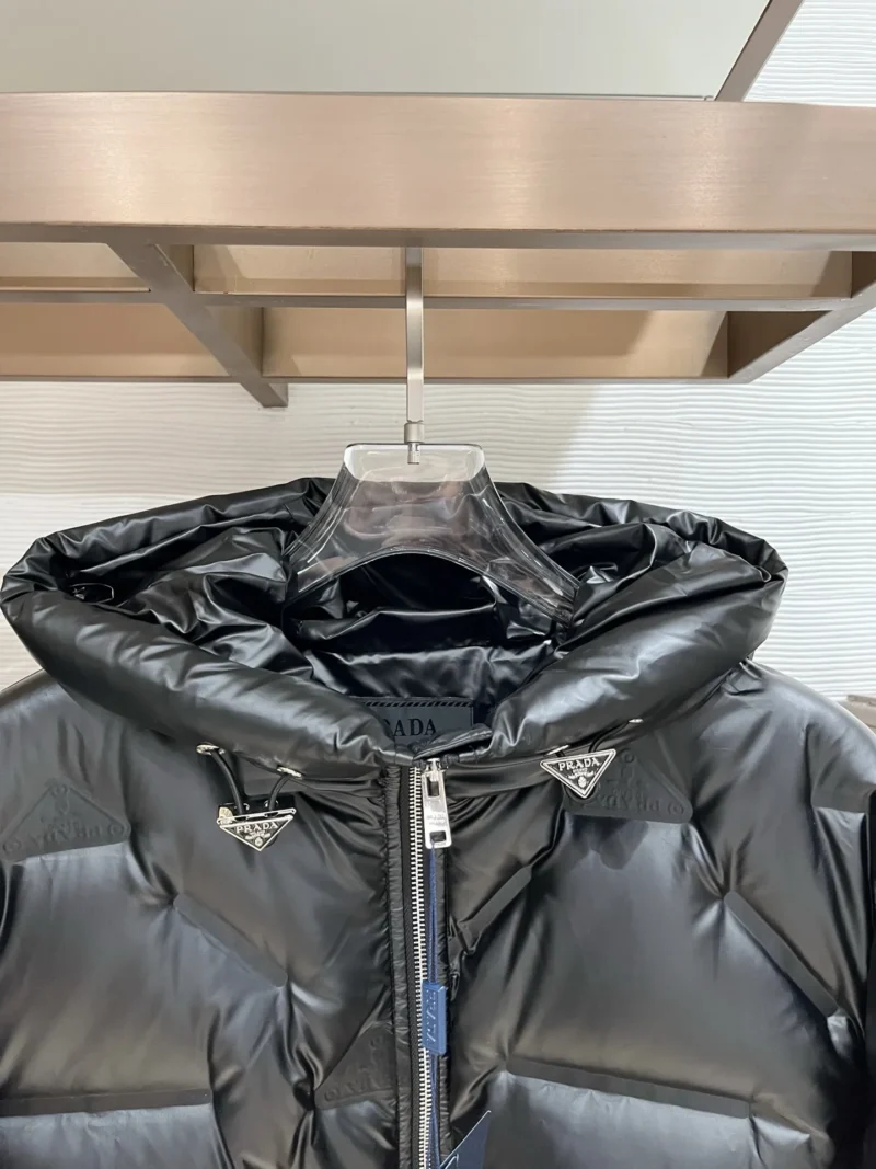 Replica Prada P500 Black Down Jacket Hooded Reps - RepLuxe