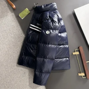 Replica Gucci Longue Saion Down Jacket Navy Blue Reps - RepLuxe