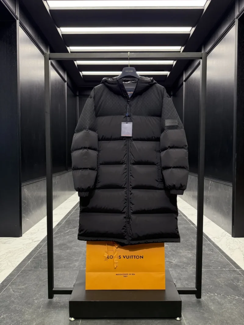 Replica Louis Vuitton Monogram Down Jacket Black Long Reps - RepLuxe