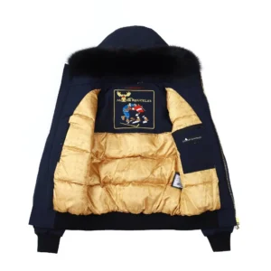 Replica Moose Knuckles Gold Scissor Jacket Navy Blue Reps - RepLuxe
