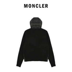 Replica Moncler Knit Letter Hooded Jacket Black Reps - RepLuxe