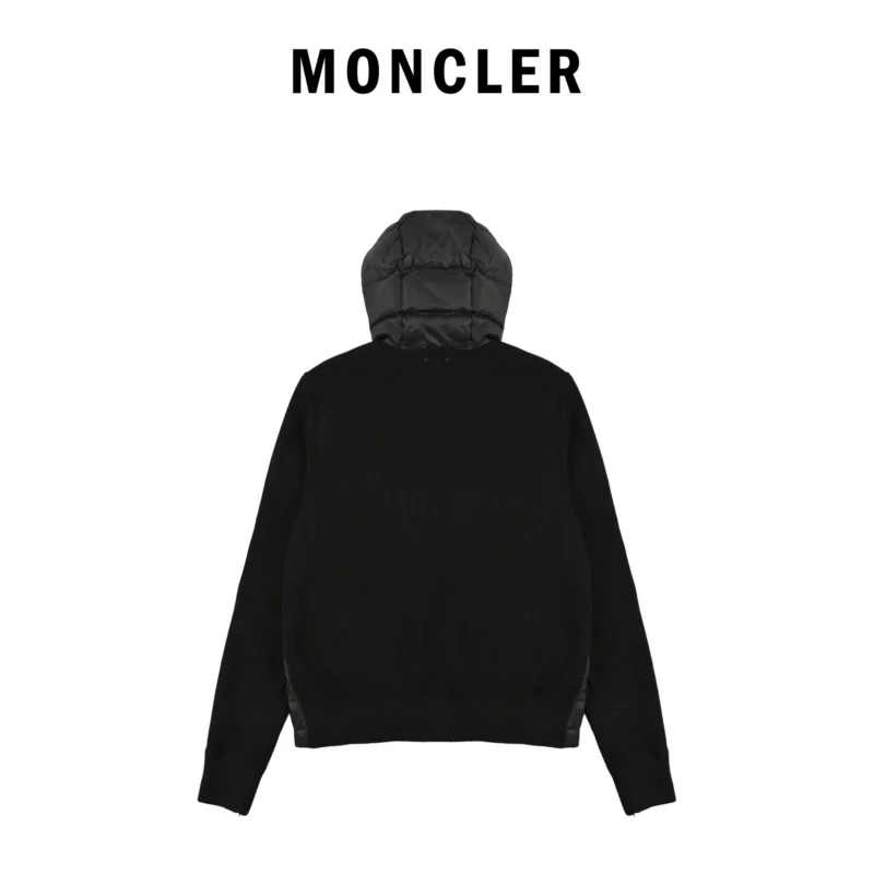 Replica Moncler Knit Letter Hooded Jacket Black Reps - RepLuxe
