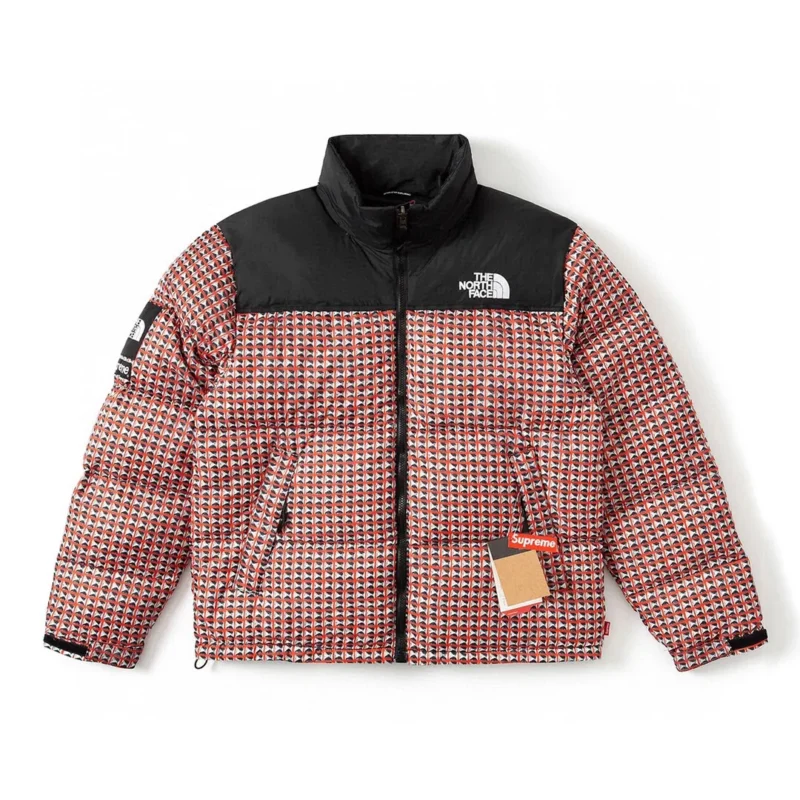 Replica The North Face Supreme TNF 96 Down Jacket Black Houndstooth Reps - RepLuxe