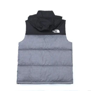 Replica The North Face Nuptse Vest Grey Black Reps - RepLuxe