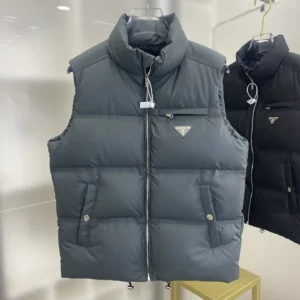 Replica Prada Re-Nylon Down Vest Grey Regular Fit Reps - RepLuxe