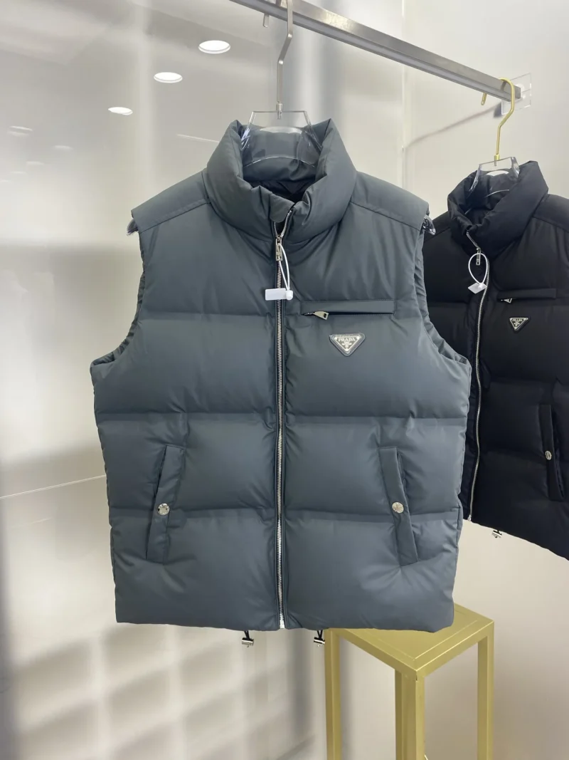 Replica Prada Re-Nylon Down Vest Grey Regular Fit Reps - RepLuxe